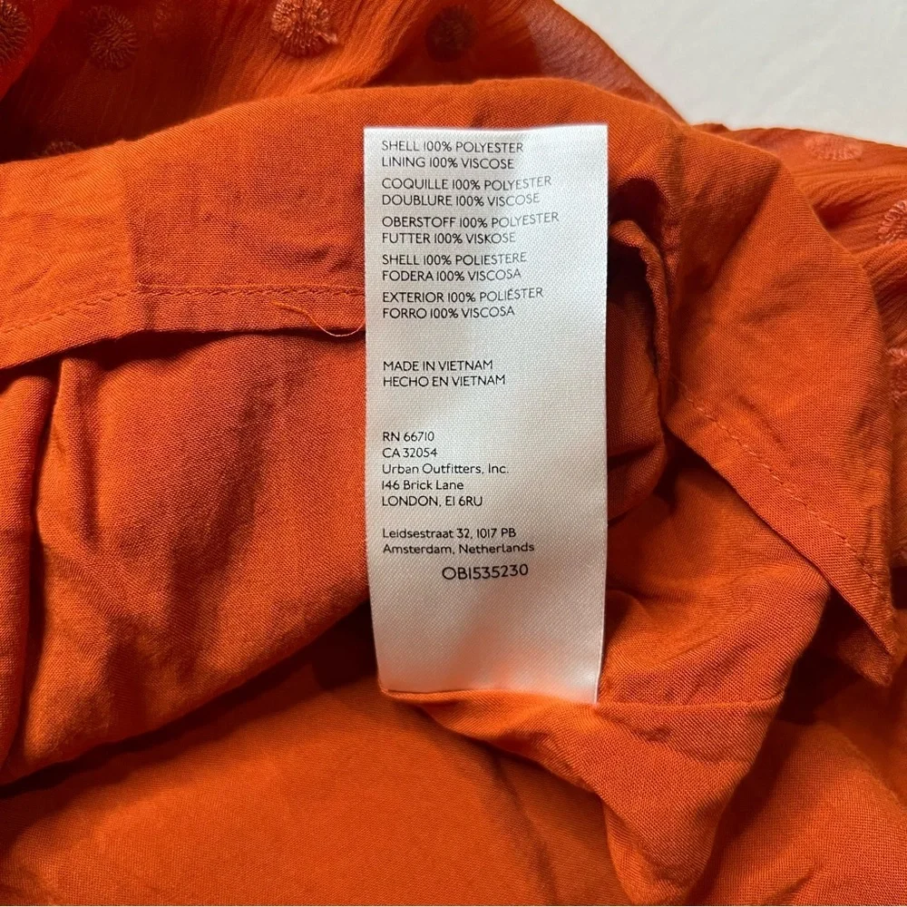 By Anthropologie Terra Cotta Orange Somerset Mini Dress SZ L ASO Cassandra Lee - Picture 10 of 13